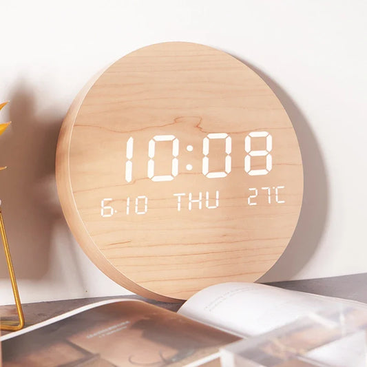 Horloge murale numérique bois