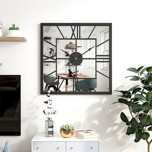 Grande horloge murale miroir