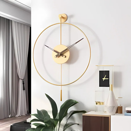 Grande horloge murale moderne dorée
