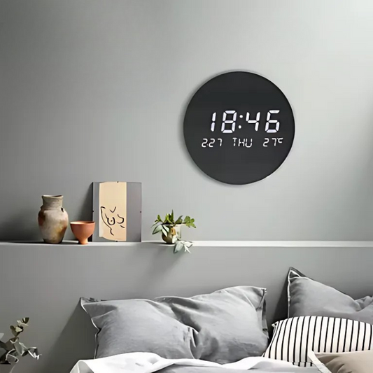 Horloge murale LED noir
