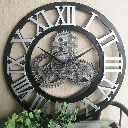 Horloge murale avec engrenage apparent