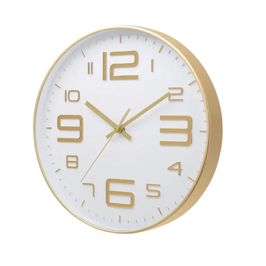 Horloge murale blanche et dorée