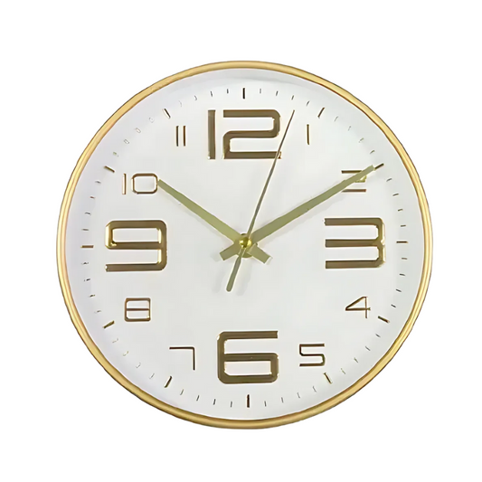 Horloge murale blanche et dorée