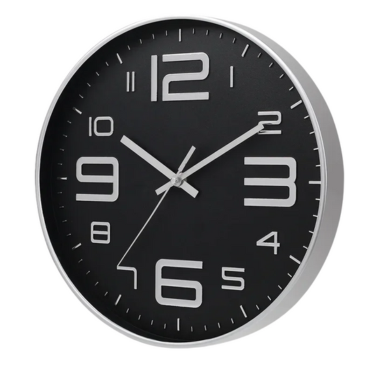 Horloge murale noire et ronde