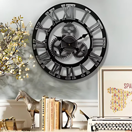 Horloge murale avec engrenage apparent