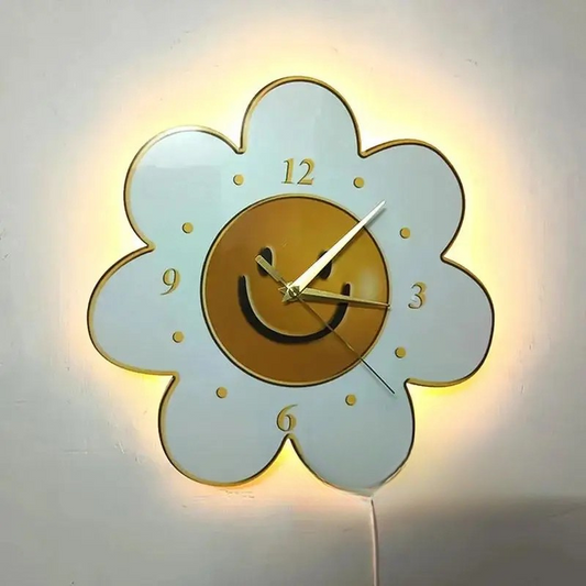 Horloge murale LED fleur