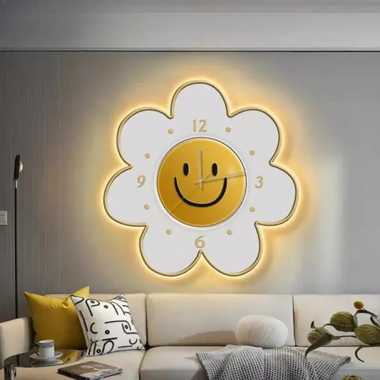 Horloge murale LED fleur