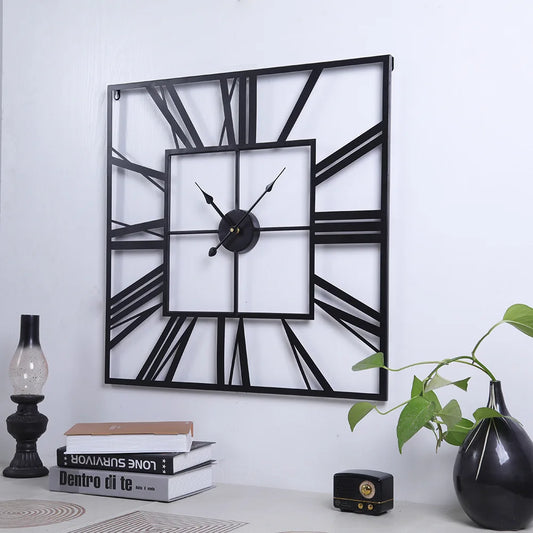 Horloge murale industrielle noire 50 cm