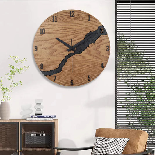 Horloge murale industrielle bois