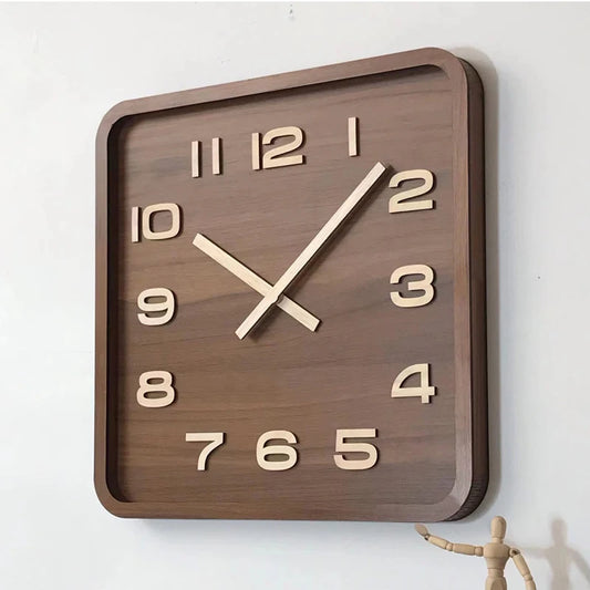 Horloge murale bois carrée