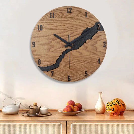 Horloge murale industrielle bois