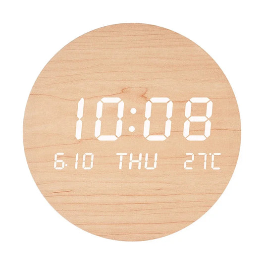 Horloge murale numérique bois
