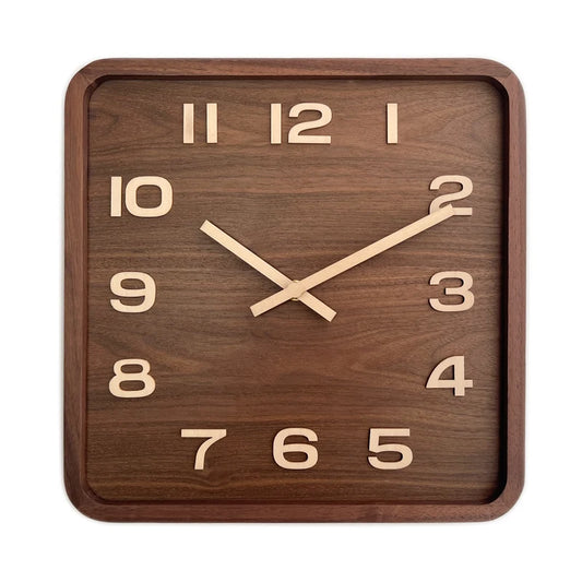 Horloge murale bois carrée