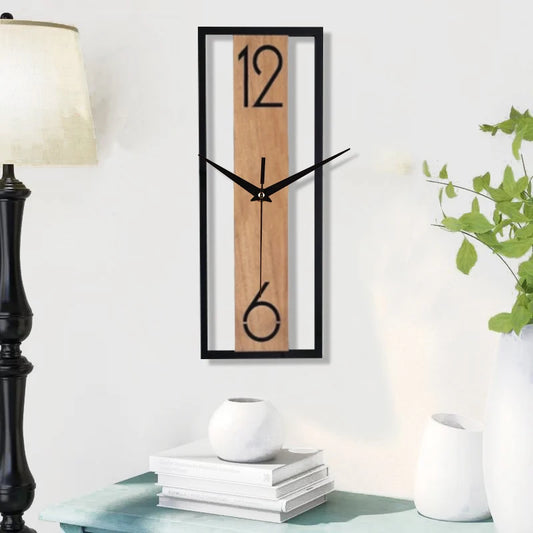 Horloge murale bois métal
