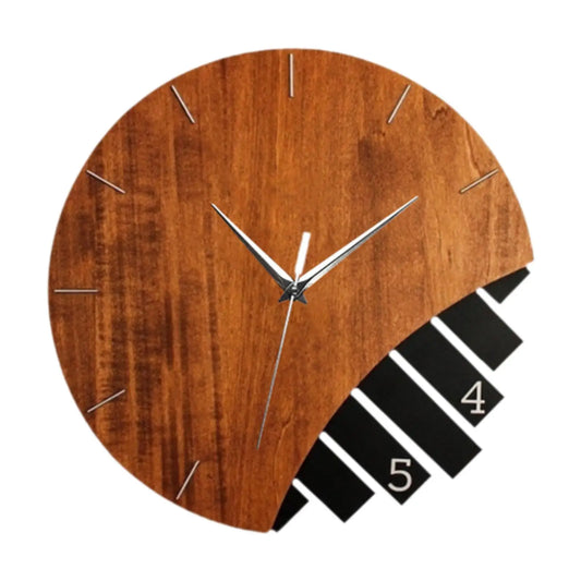 Horloge murale noire et bois
