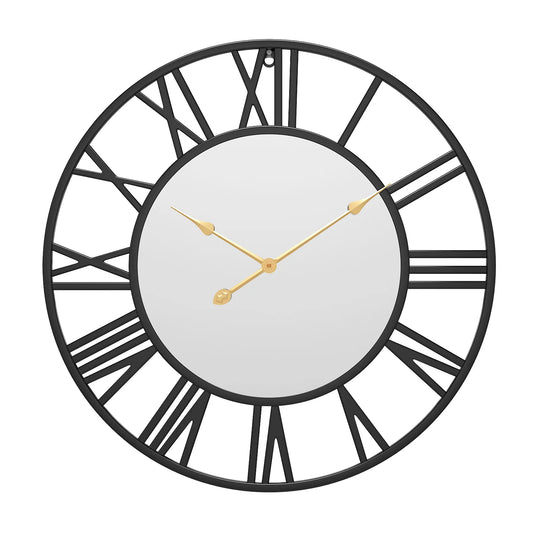 Horloge murale design noir miroir