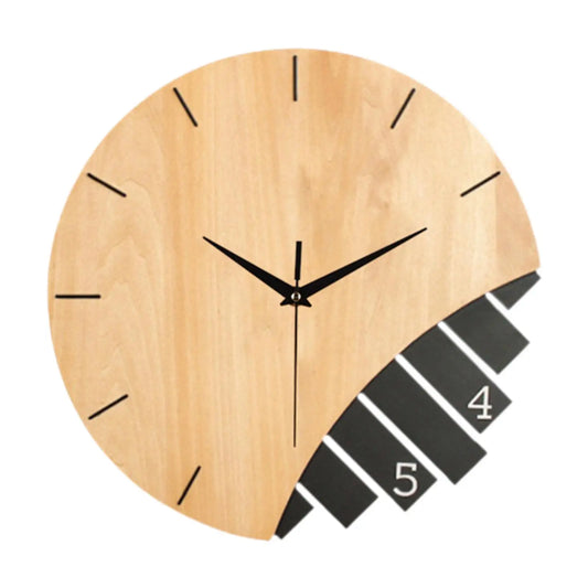 Horloge murale noire et bois