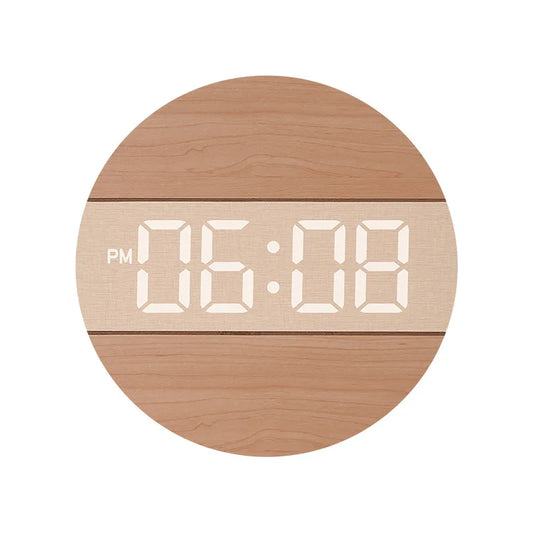 Horloge murale LED effet bois