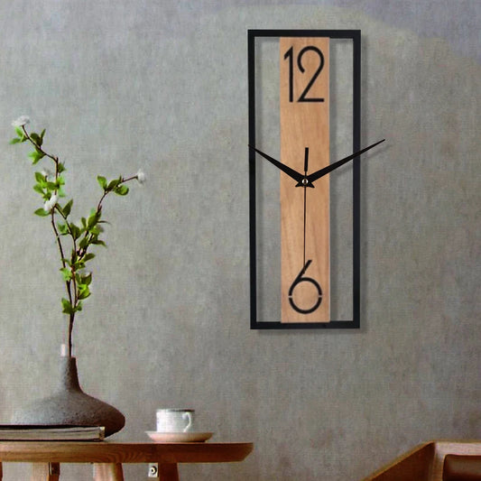 Horloge murale bois métal