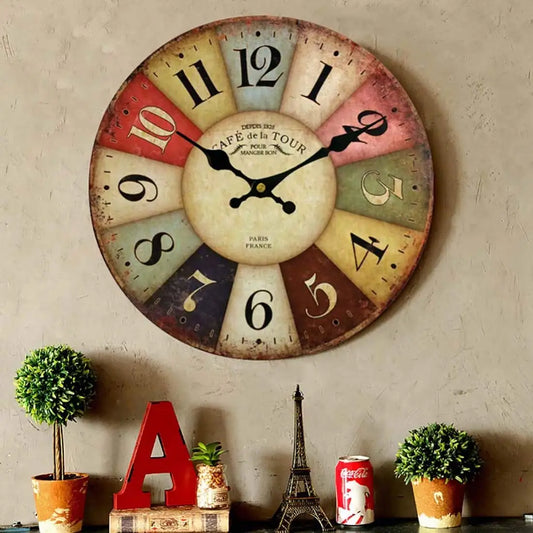 Horloge murale vintage bois